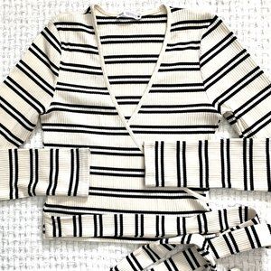NWOT Zara striped Wrap top Size S
